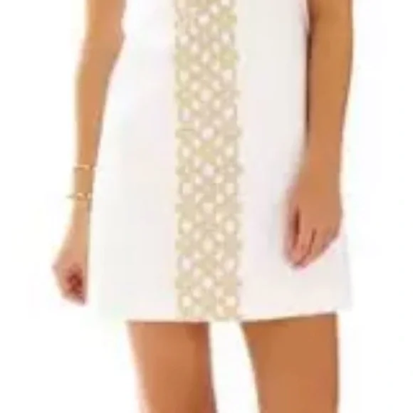 Lilly Pulitzer Jaqueline shift dress in Resort White with gold - Picture 4 of 10